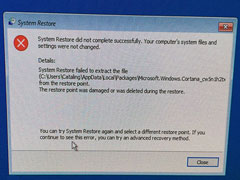 Cortana文件出问题 Win10系统还原失败