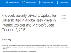 微软发布了浏览器Flash漏洞补丁KB3105216
