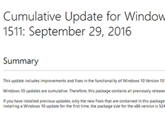 Win10正式版1511累积更新KB3195781，下载地址在此！