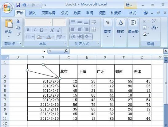 如何在excel中画斜线图6