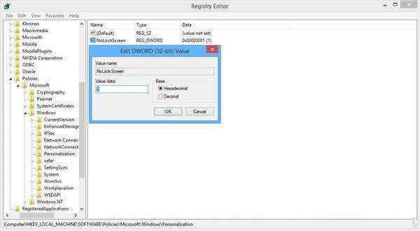 Win8/Win8.1如何利用注册表关闭锁屏