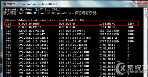 Win7系统下如何查看端口是否被占用