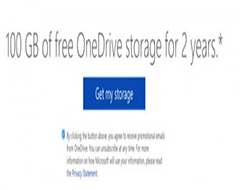 微软OneDrive存储服务两年期100GB空间免费领取
