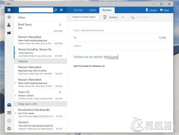 Win10 Build 10051泄漏：新邮件应用改头换面