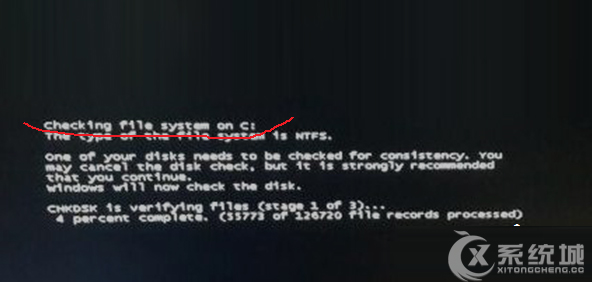 Win7开机黑屏提示错误checking file system on c的原因及解决方案