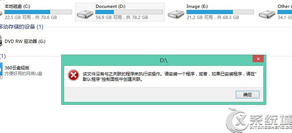 Win8提示该文件没有与之关联的程序来执行该操作怎么办？