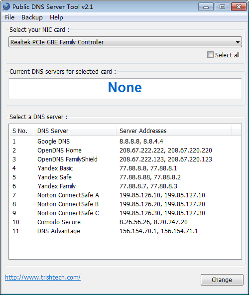 Public DNS Server Tool(DNS快速切换工具) V2.1 绿色版