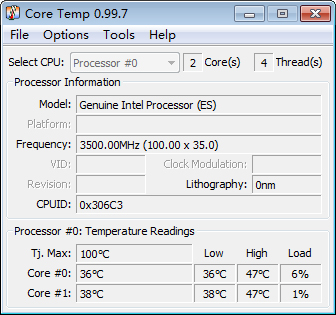 Core Temp(CPU监测工具) V0.99.7.10 绿色版