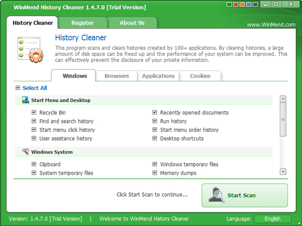 WinMend History Cleaner(历史记录清除) V1.4.7