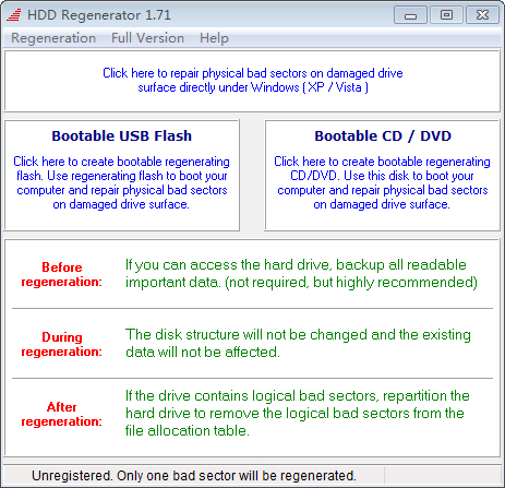 HDD Regenerator(硬盘坏道修复) V1.71