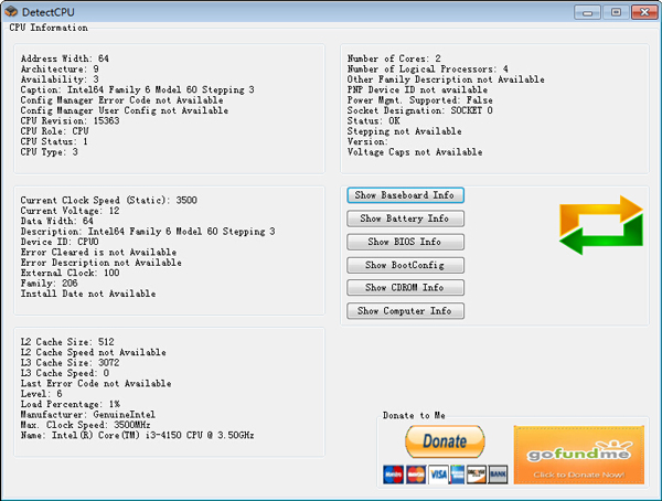 DetectCPU(CPU信息查询工具) V2.0 绿色版