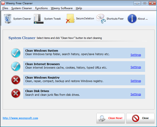 Weeny Free Cleaner(系统清理优化工具) V1.4