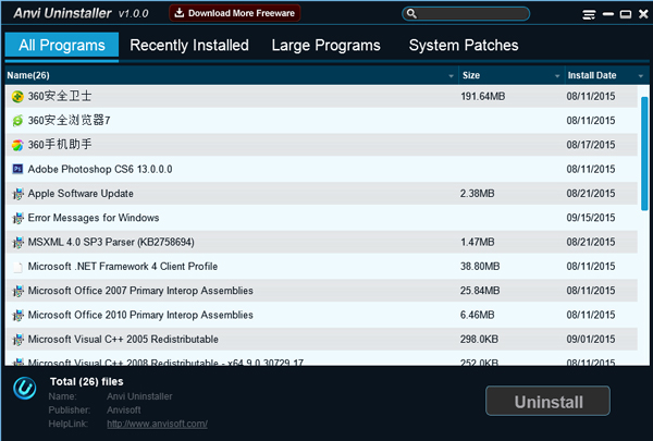 Anvi Uninstaller(软件安全卸载工具) V1.0 绿色版