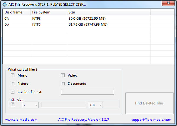 AIC File Recovery(文件恢复软件) V1.2.7 绿色版