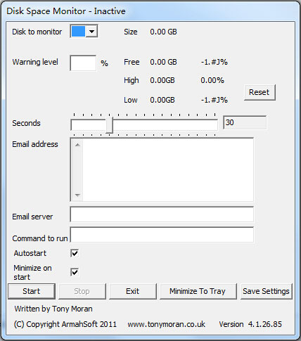 Disk Space Monitor(监控指定硬盘剩余空间) V4.1.26.85 绿色版