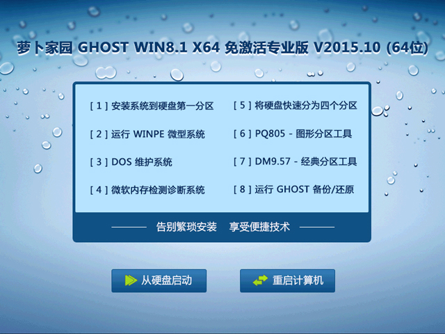 萝卜家园 GHOST WIN8.1 X64 免激活专业版 V2015.10 (64位)