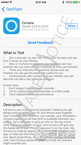 微软向测试者推出了Cortana for iPhone Beta