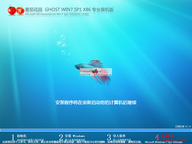 番茄花园 GHOST WIN7 SP1 X86 专业装机版 V2016.01 (32位)