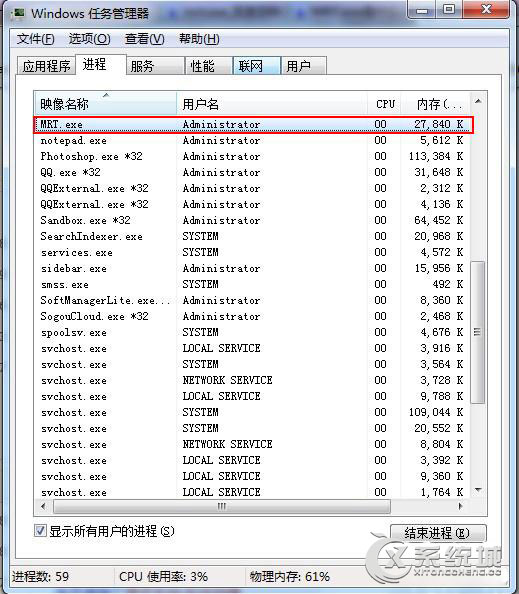 mrt.exe是什么进程？Win7进程mrt.exe的详细介绍