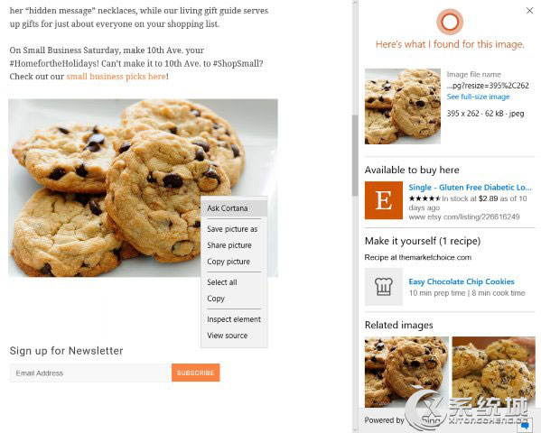 Win10小娜获新技能: Edge浏览器Cortana会搜图