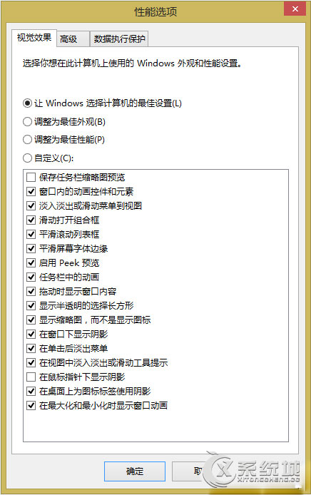 Win8.1关闭视觉特效提高运行速度的操作方法