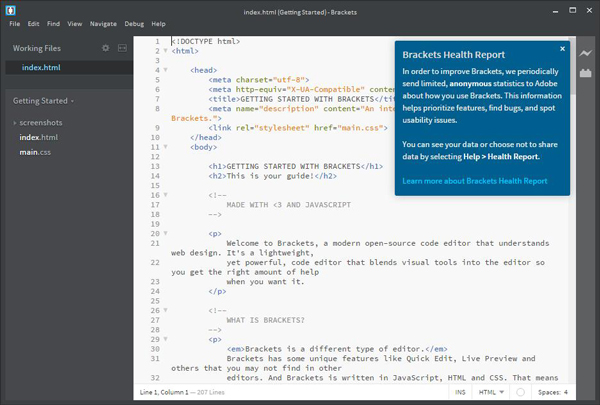 Brackets(可视化网页编辑器) V1.4