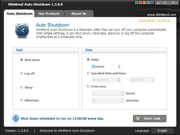 WinMend Auto Shutdown(定时关机重启软件) V1.3.8.0