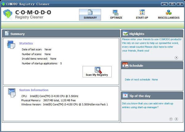 COMODO Registry Cleaner(注册表清理工具) V1.0.17.23 绿色版