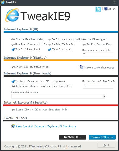 TweakIE9(IE9定制工具) V1.0 绿色版