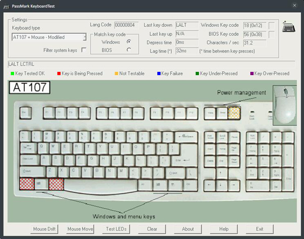 PassMark KeyboardTest(键盘测试软件) V3.1