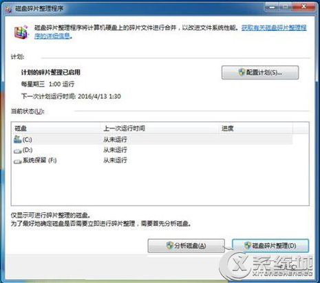 Win7系统SSd固态硬盘不用进行磁盘碎片整理的原因