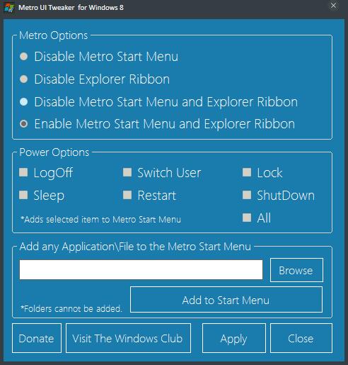 Metro UI Tweaker(Win8界面调整工具) V1.0 绿色版