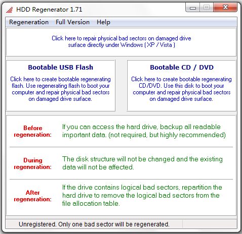 HDDREG(硬盘修复工具) V1.71 绿色版