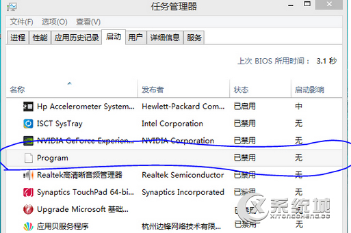 Win8任务管理器多了个Program启动项怎么办？