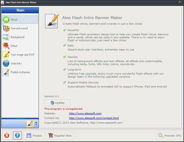 Aleo Flash Intro Banner Maker(Flash动画制作) V4.1