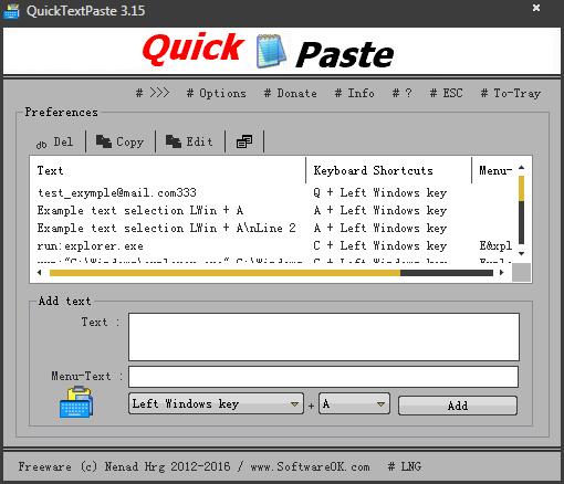 QuickTextPaste(快速粘贴工具) V3.15 绿色版