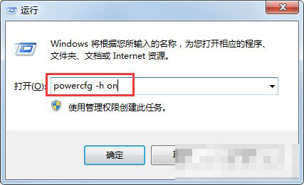 输入powercfg -h on