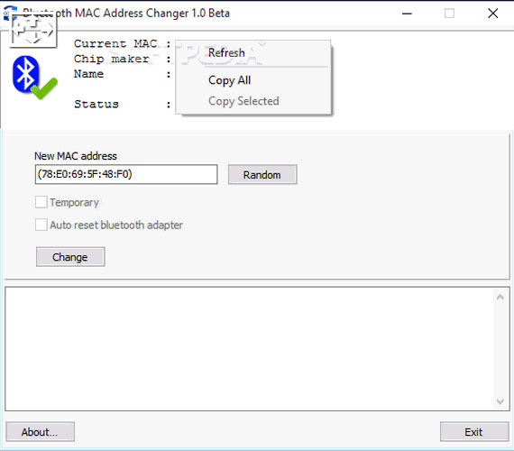 Bluetooth MAC Address Changer