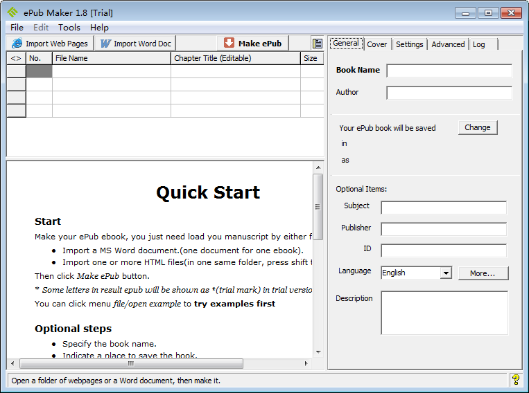 Epub Maker(电子书制作器) V1.8 英文安装版