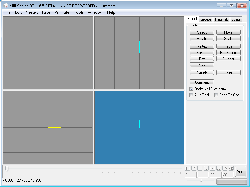 Milkshape 3D(游戏模型3D制作软件) V1.8.5 英文安装版