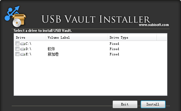 USB Vault(U盘加密工具) V1.1 绿色英文版