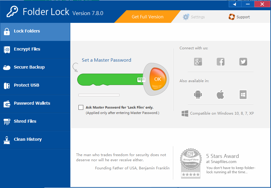 Folder Lock(文件加密软件) V7.8.0 英文安装版