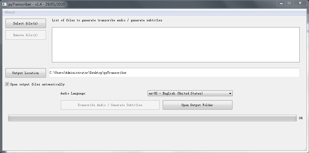 pyTranscriber(影片语音转字幕工具) V1.0 英文绿色版