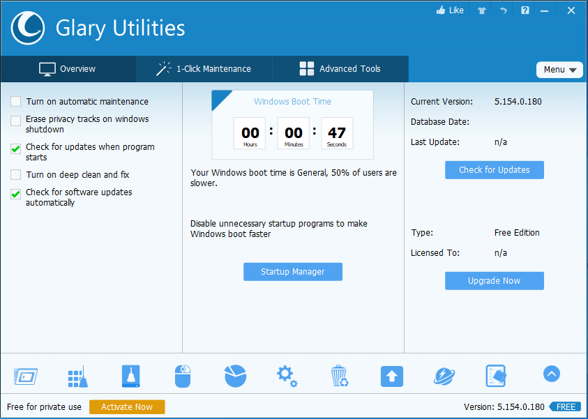 Glary Utilities Free V5.154.0.180 英文绿色版